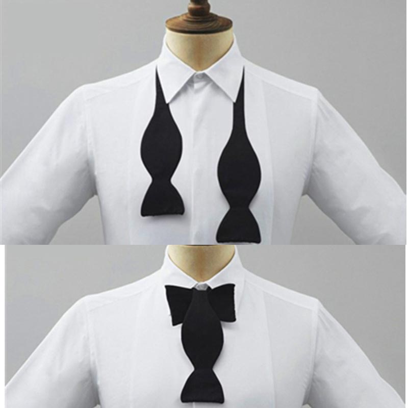 Women Formal Wear Black - โบว์ไทผูกสำเร็จรูปสำหรับผู้ชาย ปรับได้ สีดำ สีขาว สีพื้น เรียบหรู