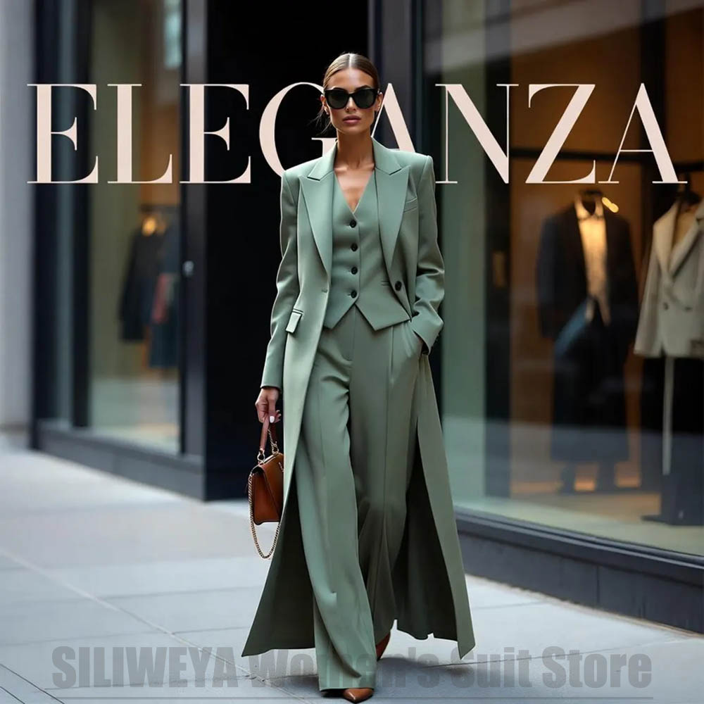 Women Formal Wear Pants - ชุดสูทผู้หญิงสุดชิค แบบสามชิ้น ปกแหลม กระดุมเดียว เหมาะสำหรับงานปาร์ตี้ งานทางการ
