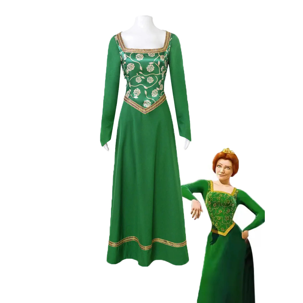 Women'S Green Formal Wear - ชุดคอสเพลย์เจ้าหญิงฟีโอน่าจากภาพยนตร์ ชุดเดรสยาวคอเหลี่ยมสีเขียวสไตล์เรโทร สำหรับผู้หญิง ชุดแฟนซีสำหรับงานฮาโลวีนและงานคาร์นิวัล