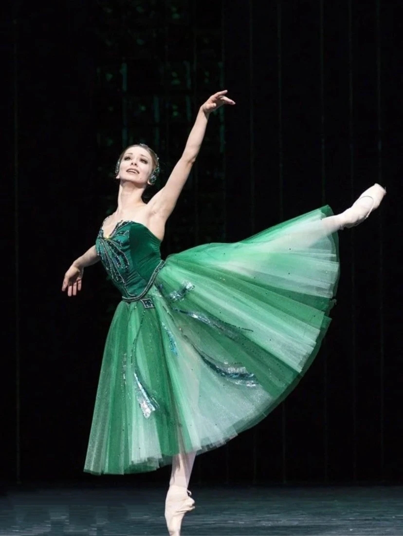Women'S Green Formal Wear - เด็กกระโปรงบัลเล่ต์ Swan Lake ประสิทธิภาพชุดกํามะหยี่สีเขียวยาวบัลเล่ต์ชุดสาวบัลเล่ต์ Leotards สําหรับผู้หญิง