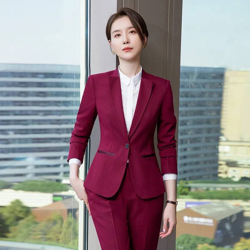 Women Formal Wear Pants - ชุดทำงานสตรีแบบเป็นทางการ สไตล์ OL ชุดสูทกางเกงสำหรับผู้หญิง เสื้อเบลเซอร์ ชุดทำงานมืออาชีพสำหรับสัมภาษณ์งาน
