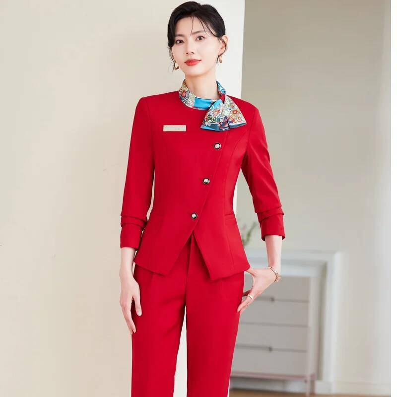 Women Formal Wear Pants - ชุดกางเกงสูทสไตล์หรูหราสำหรับผู้หญิงไซส์ใหญ่ เหมาะสำหรับใส่ทำงานในธุรกิจ ช่วงฤดูใบไม้ร่วงและฤดูหนาว ชุดทำงานมืออาชีพสำหรับการสัมภาษณ์งาน