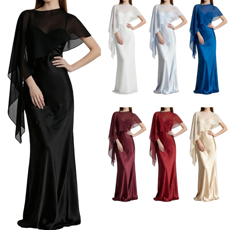 Women'S Formal Wear Wedding Guest - R7UF อย่างเป็นทางการผ้าคลุมไหล่ชีฟองผ้าคลุมไหล่สำหรับงานแต่งงานชุด Sheer น้ำหนักเบาไหลขอบสวมใส่