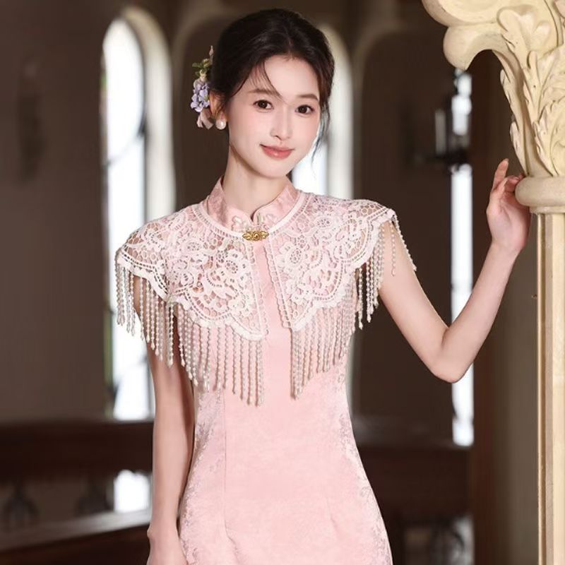 ผ้าคลุมไหล่ลูกไม้ประดับพู่ลูกป - Women Formal Wear Photoshoot บทวิจารณ์และราคา