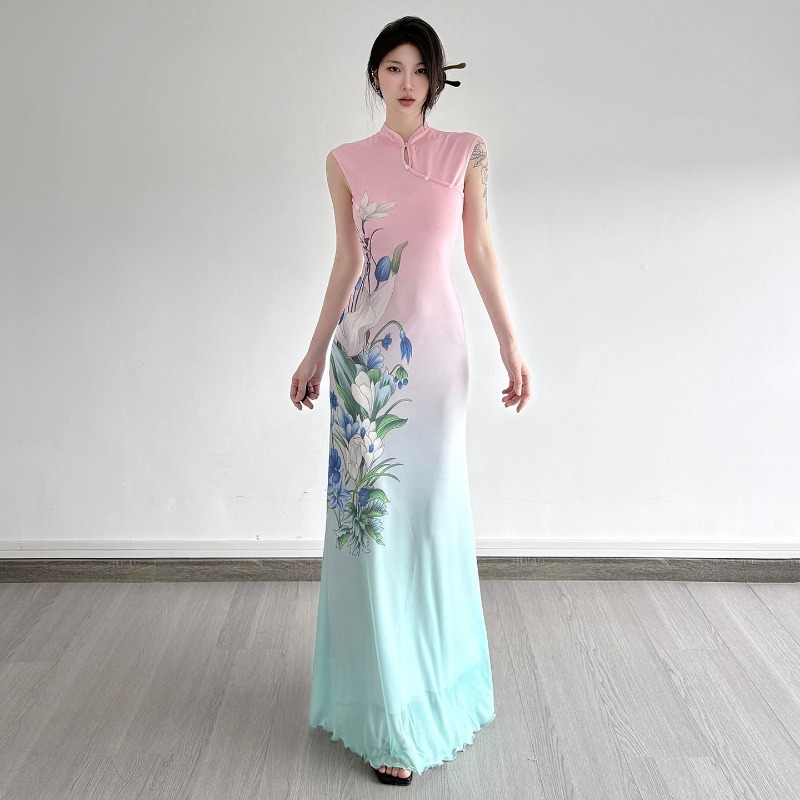 ชุดเดรสกี่เพ้าสไตล์จีนใหม่ พิม - Women'S Green Formal Wear บทวิจารณ์และราคา