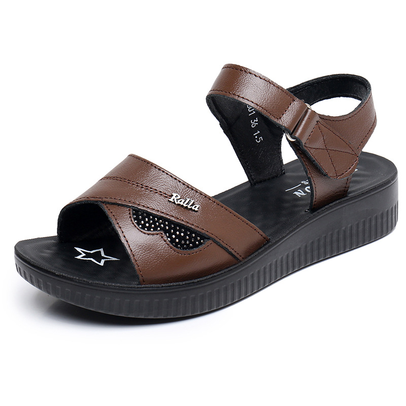 รองเท้าส้นหนาแบบเปิดนิ้วเท้าสา - Formal Women Daily Wear Sandals บทวิจารณ์และราคา