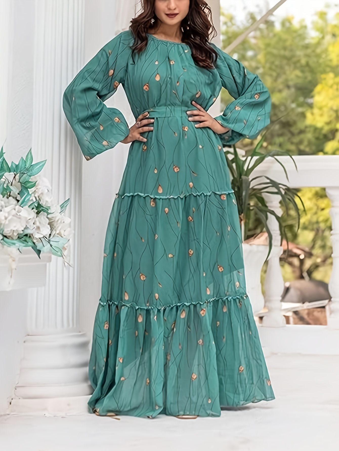 ชุดเดรสยาวพิมพ์ลายสไตล์เรโทรสี - Women'S Green Formal Wear บทวิจารณ์และราคา