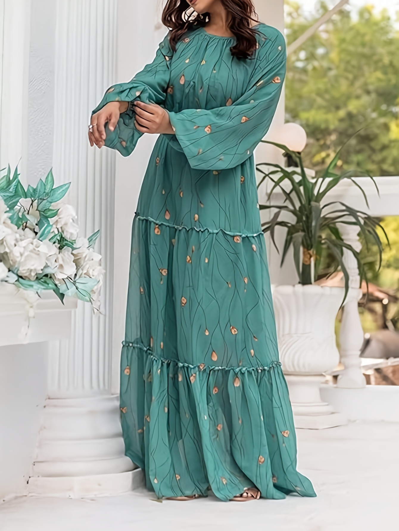ชุดเดรสยาวพิมพ์ลายสไตล์เรโทรสี - Women'S Green Formal Wear บทวิจารณ์และราคา