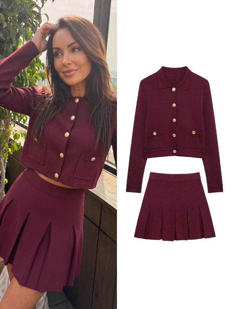 ชุดเซ็ตกระโปรงสีแดงถักนิตติ้งส - Women Formal Wear For Summer บทวิจารณ์และราคา
