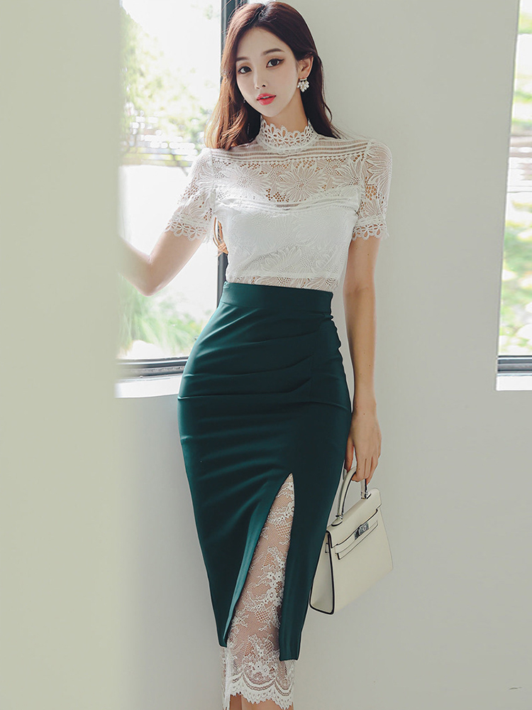 เสื้อผ้าแฟชั่นสำหรับผู้หญิงชุด - Pencil Skirt Midi บทวิจารณ์และราคา