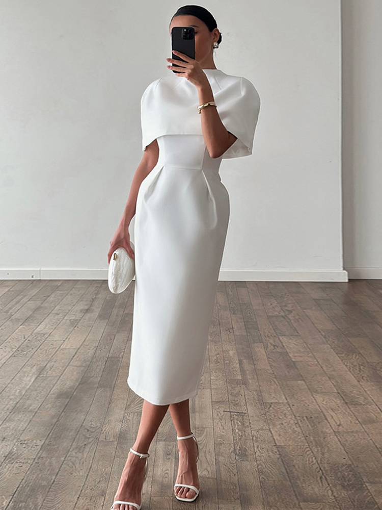 ชุดเดรสผ้าคลุมไหล่สีพื้นสไตล์ห - Women Formal Wear For Summer บทวิจารณ์และราคา