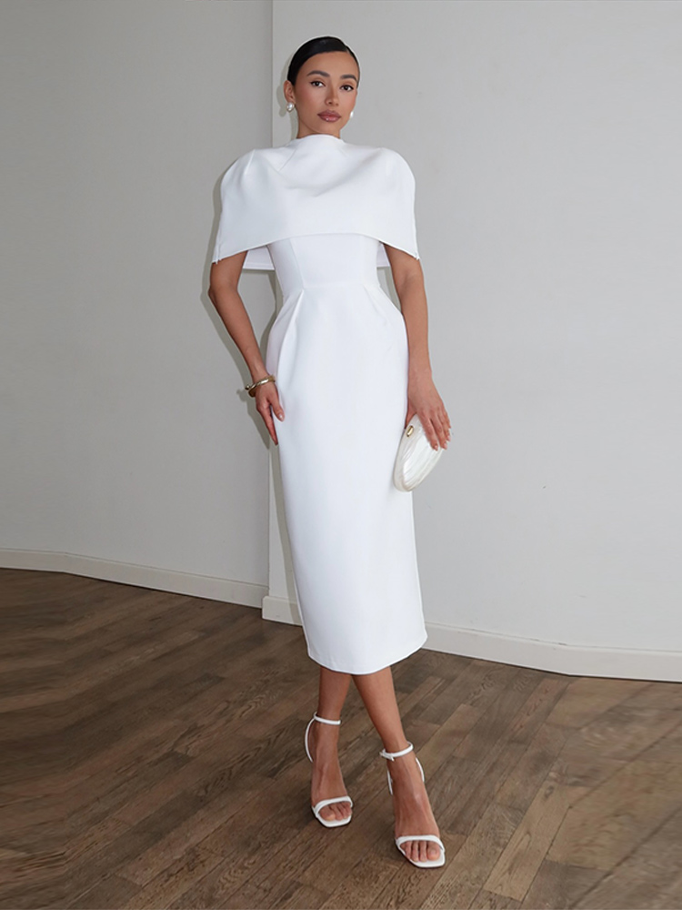 ชุดเดรสผ้าคลุมไหล่สีพื้นสไตล์ห - Women Formal Wear For Summer บทวิจารณ์และราคา
