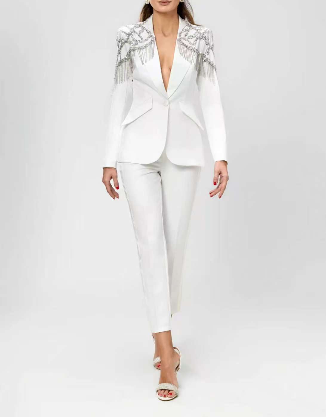 ชุดสูทผู้หญิงประดับคริสตัล 2 ช - Women'S Formal Wear Wedding Guest บทวิจารณ์และราคา