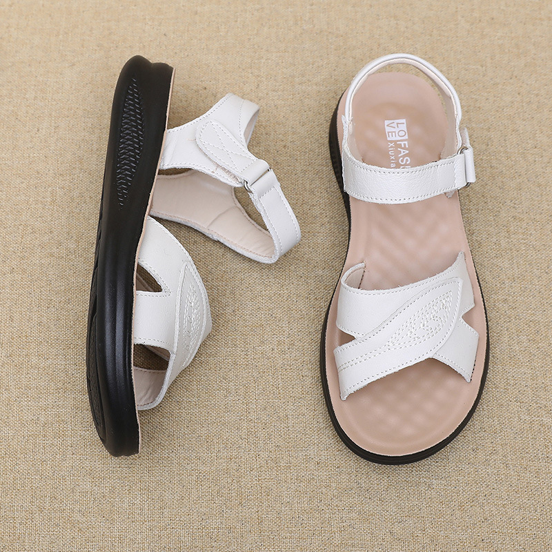รองเท้าส้นหนาแบบเปิดนิ้วเท้าสา - Formal Women Daily Wear Sandals บทวิจารณ์และราคา