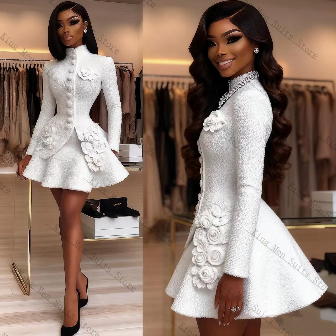 ชุดสูทผู้หญิงสีขาวหรูหรา 2 ชิ้ - Women'S Formal Wear Wedding Guest บทวิจารณ์และราคา