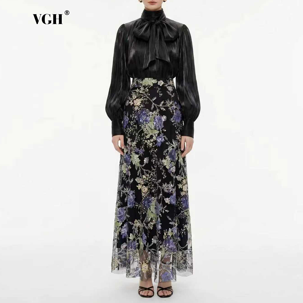 VGH ชุดสองชิ้นลายดอกไม้สีดำหรู - Women Formal Wear Black บทวิจารณ์และราคา