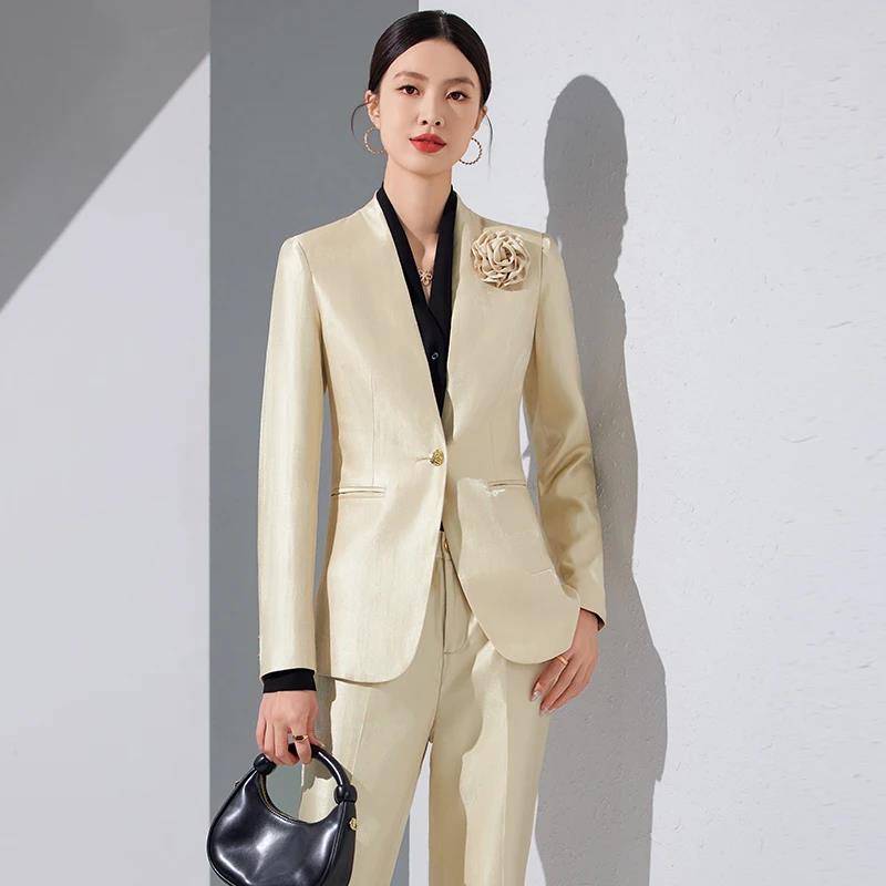 ผู้หญิงBlazerกางเกงชุดทองAppli - Women Formal Wear Pants บทวิจารณ์และราคา