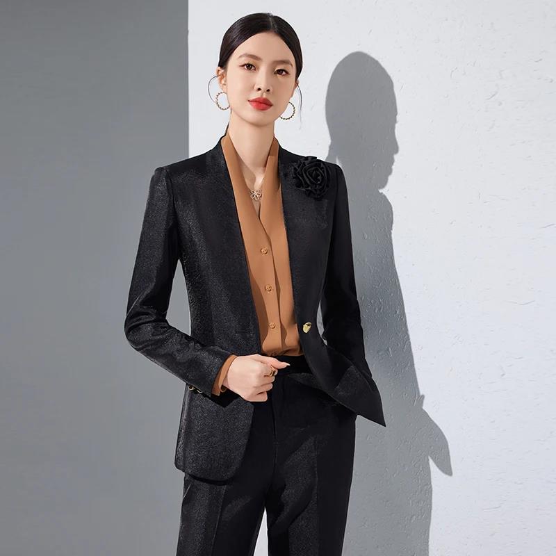 ผู้หญิงBlazerกางเกงชุดทองAppli - Women Formal Wear Pants บทวิจารณ์และราคา