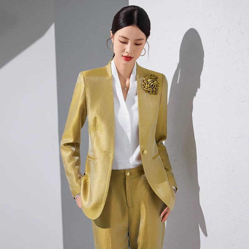 ผู้หญิงBlazerกางเกงชุดทองAppli - Women Formal Wear Pants บทวิจารณ์และราคา