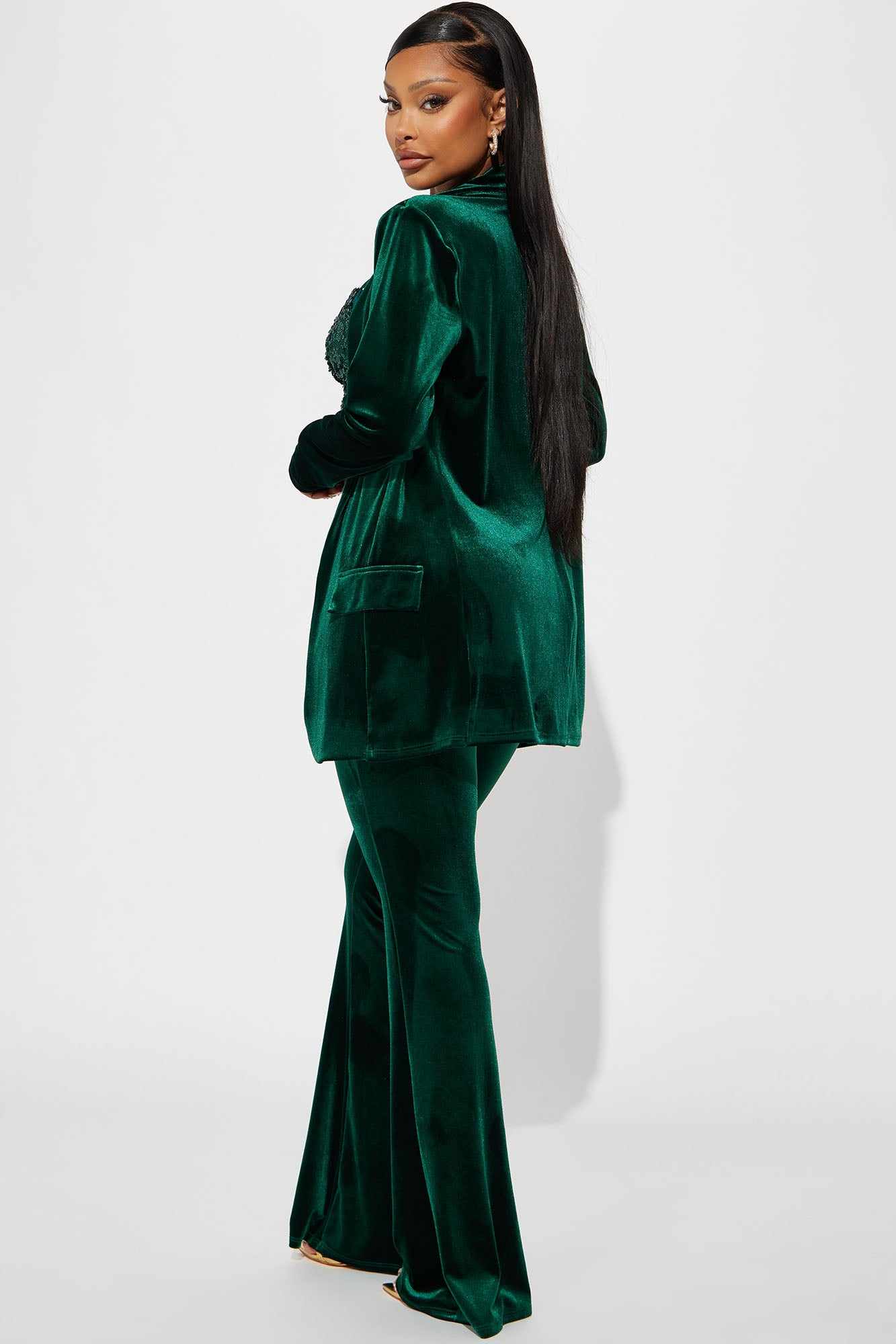 กำมะหยี่สีเขียวผู้หญิงกางเกงสู - Women'S Green Formal Wear บทวิจารณ์และราคา