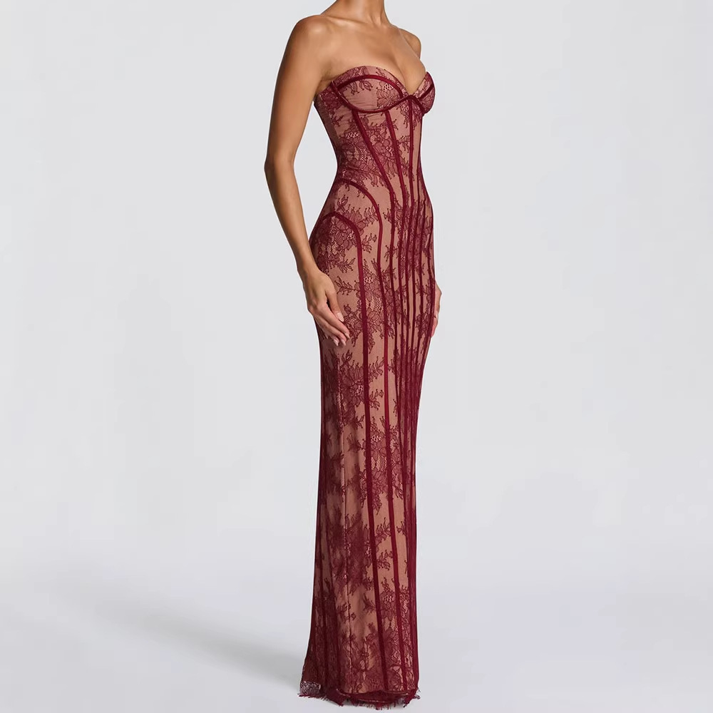 เดรสยาวทรงบอดี้คอนแบบไร้สายสำห - Women Formal Wear For Summer บทวิจารณ์และราคา