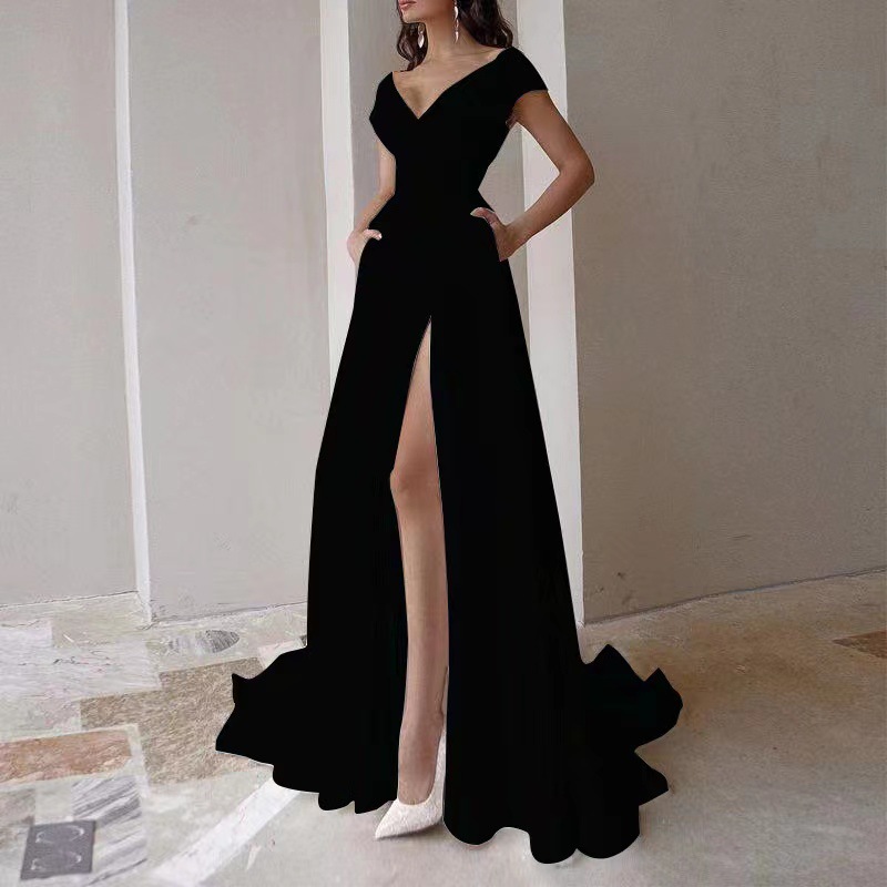 ชุดเดรสยาวทรงหรูหราสำหรับผู้หญ - Women Formal Wear Black บทวิจารณ์และราคา